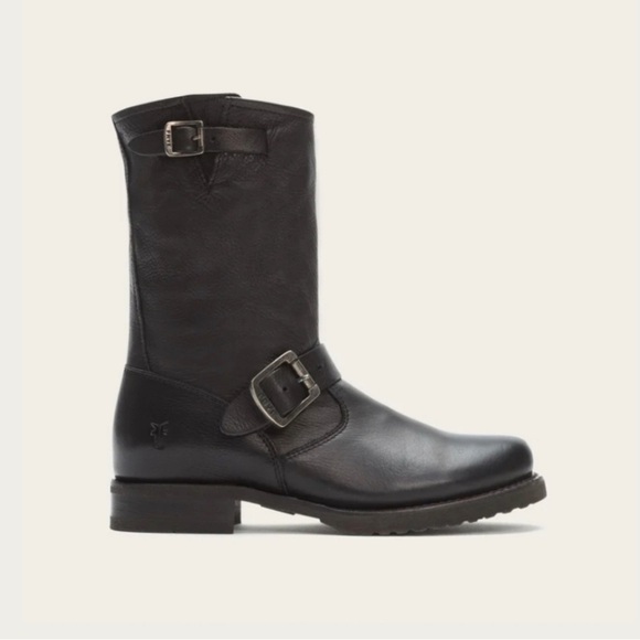 Frye Veronica Slouchy Black Leather Ankle Boots - Picture 1 of 16